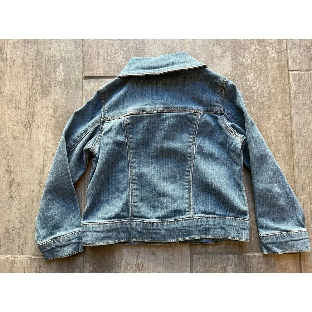 Little Girl Toddler Blue Jean Jacket Denim Cotton Fall Spring Coat 3T Stretch